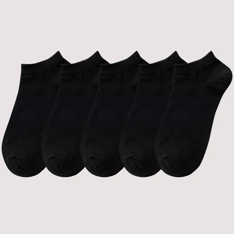10/5pcs Pairs Low Cut Ankle Breathable Men/Women Socks Solid Color Black White Grey