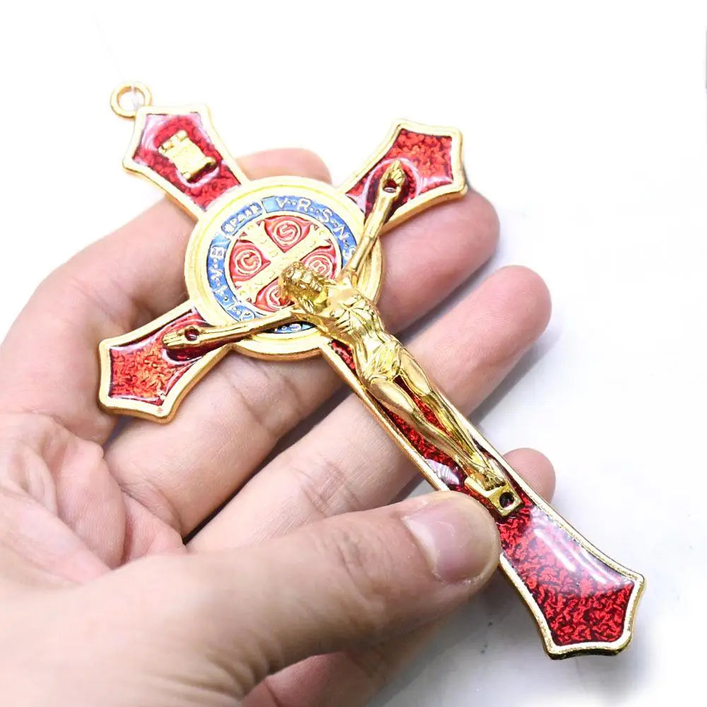 12*7cm Golden Saint Benedict Cross Jesus Christ Pendant Religion Praying & Decoration