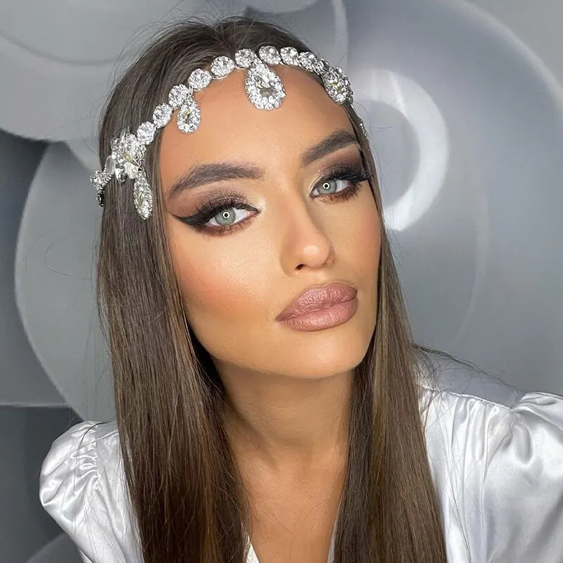 Vintage Rhinestone Head Chain Forehead Headband Indian African Bohemian Hair Accessories Crystal Fringe Tiara Headdress