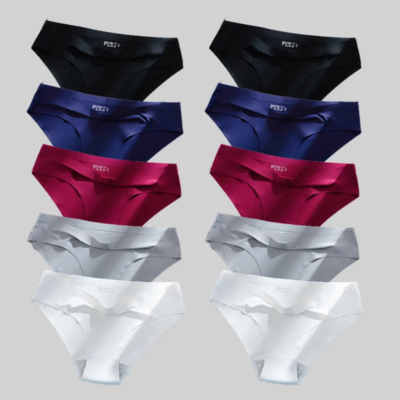 10PCS/Set Seamless women's Comfortable Underwear Silk Satin Breathable