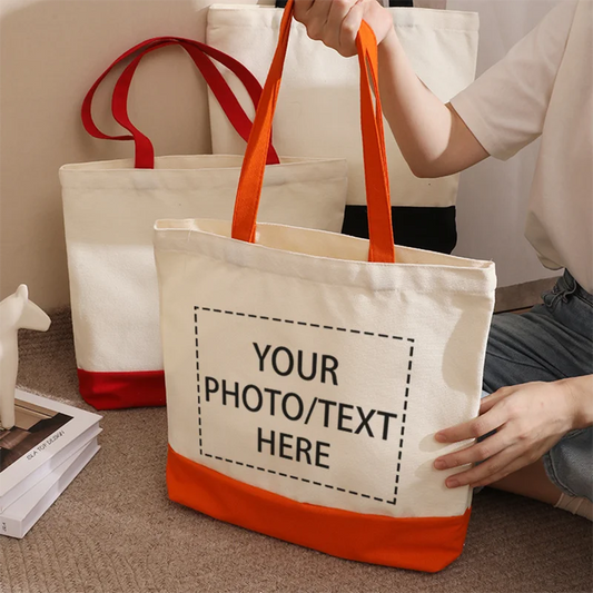 20/50 Pieces/lot Customized Photo/Text Splicing Handbag Women's Canvas Tote Bag Casual Commuting Shopping Bags 40x35x10cm