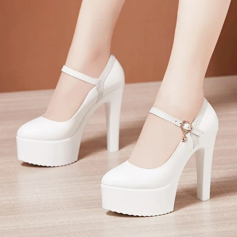 Patent Leather Shoes Women High Heels Mary Janes Platform Pumps