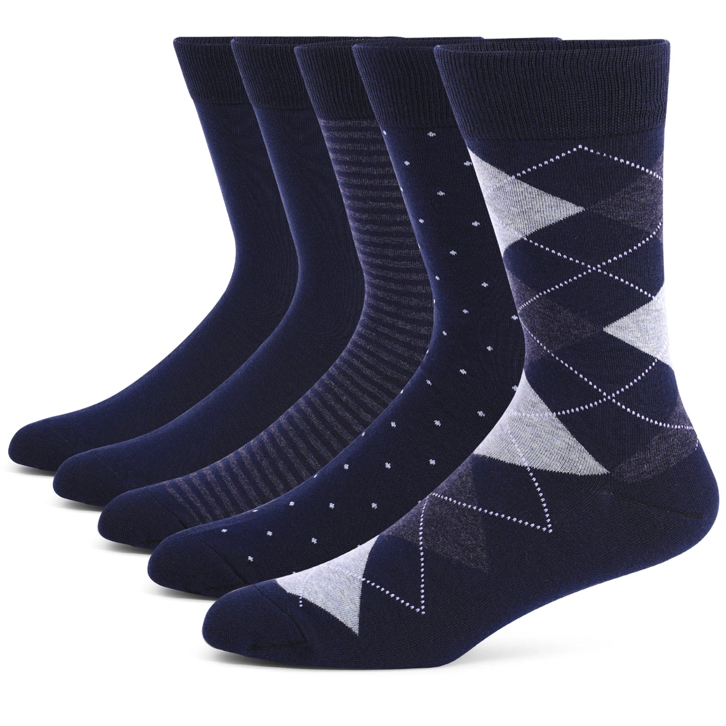 5 Pairs Men's Dress Socks High Quality Combed Cool Breathable Cotton Crew Socks Plus Size