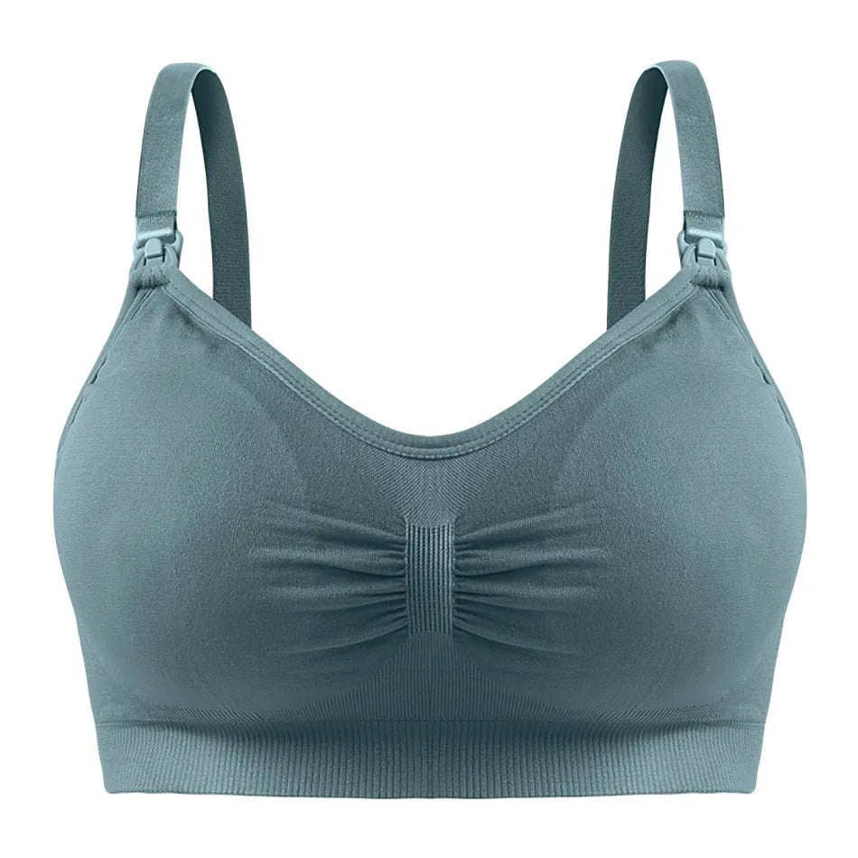 Breastfeeding Bra Upper Buckle Wirefree Seamless Postpartum Removable Chest Pad