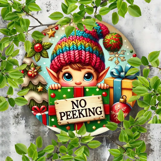 1PC 2D Vintage Iron Christmas Elf Sign - Festive Wall Hanging Decorative Plaque for Holiday , Electricity-Free Decoration