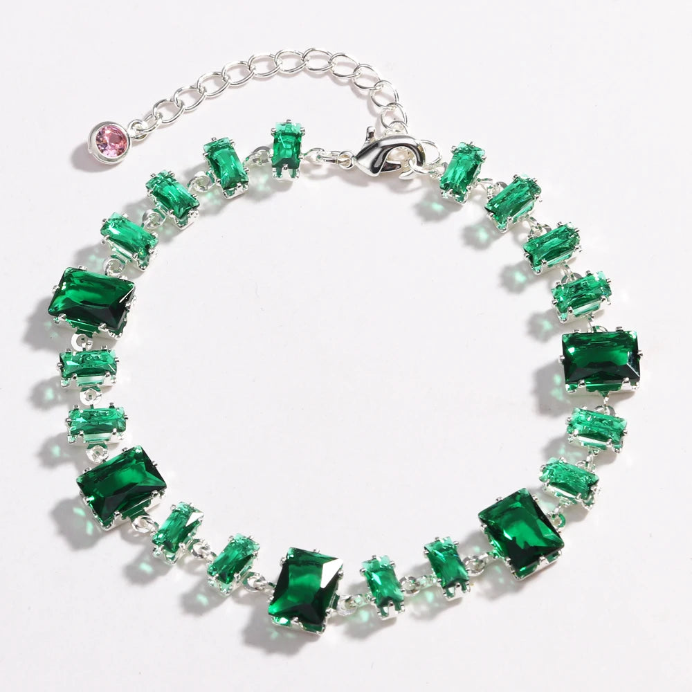 Mix Style Green Micro-inlaid Zircon Tennis Bracelet for Women 2025 New Men Bracelet Homme Jewelry Accessories Wholesale