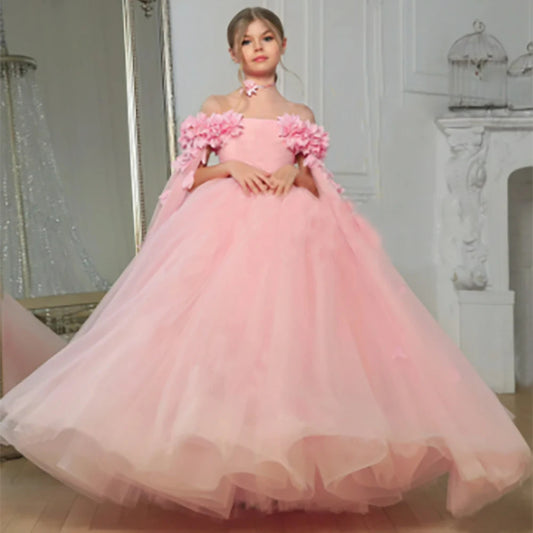 Princess Flower Wedding Party Dress For Girls