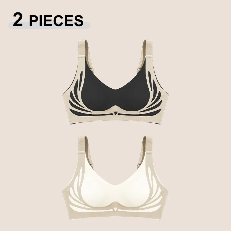 1/2Pcs/Set Women Push Up Bras Seamless Comfortable Angel Wings Bras Set Trendy Soft Breathable Underwear Female No Wire Lingerie