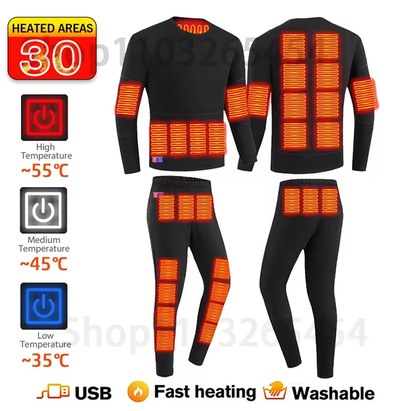 52 Areas Heated Underwear Winter Thermal Women Men Heating Jacket Winter Accessories USB Electric Heating Clothes