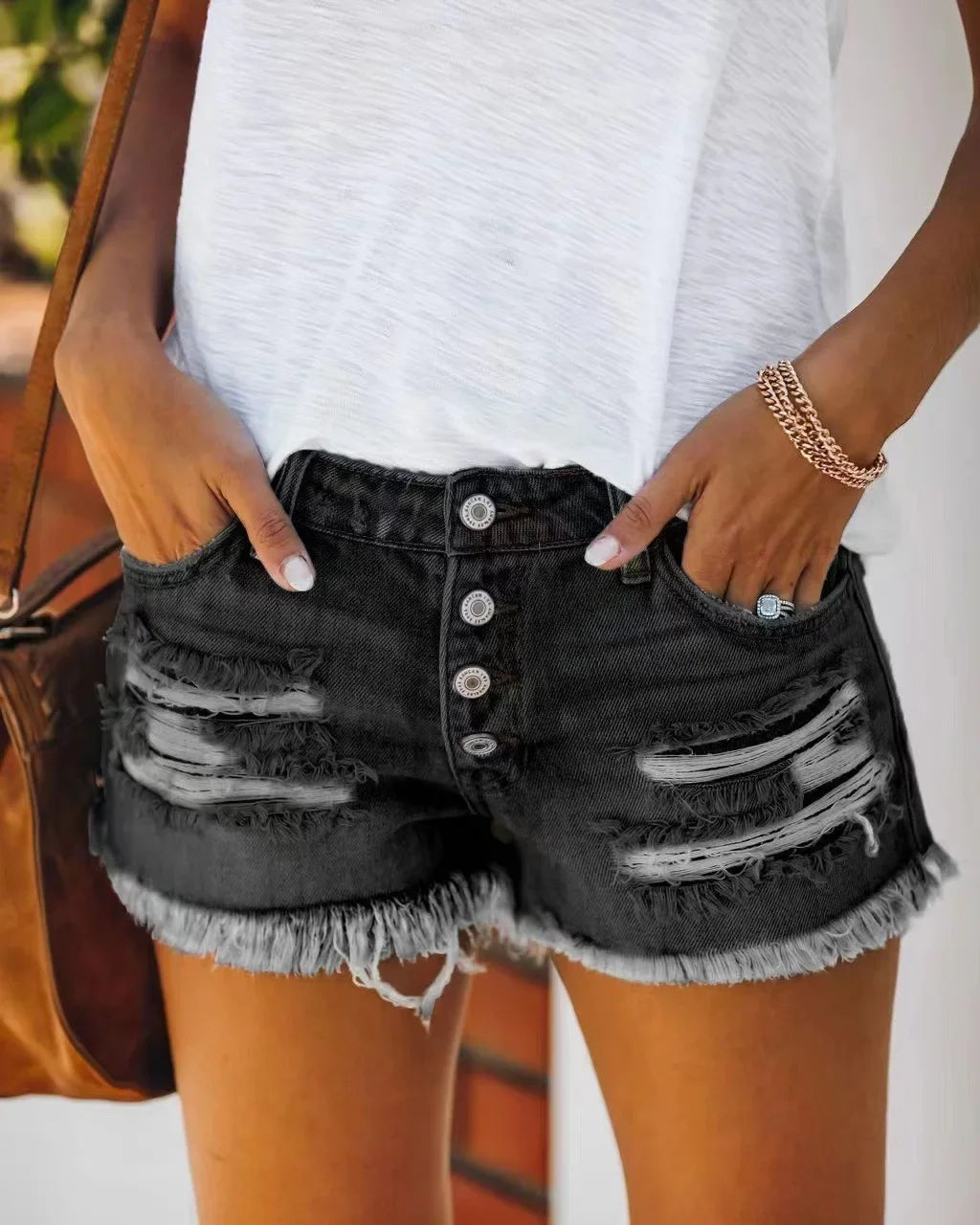 Ripped Vintage Denim Women Jeans Shorts