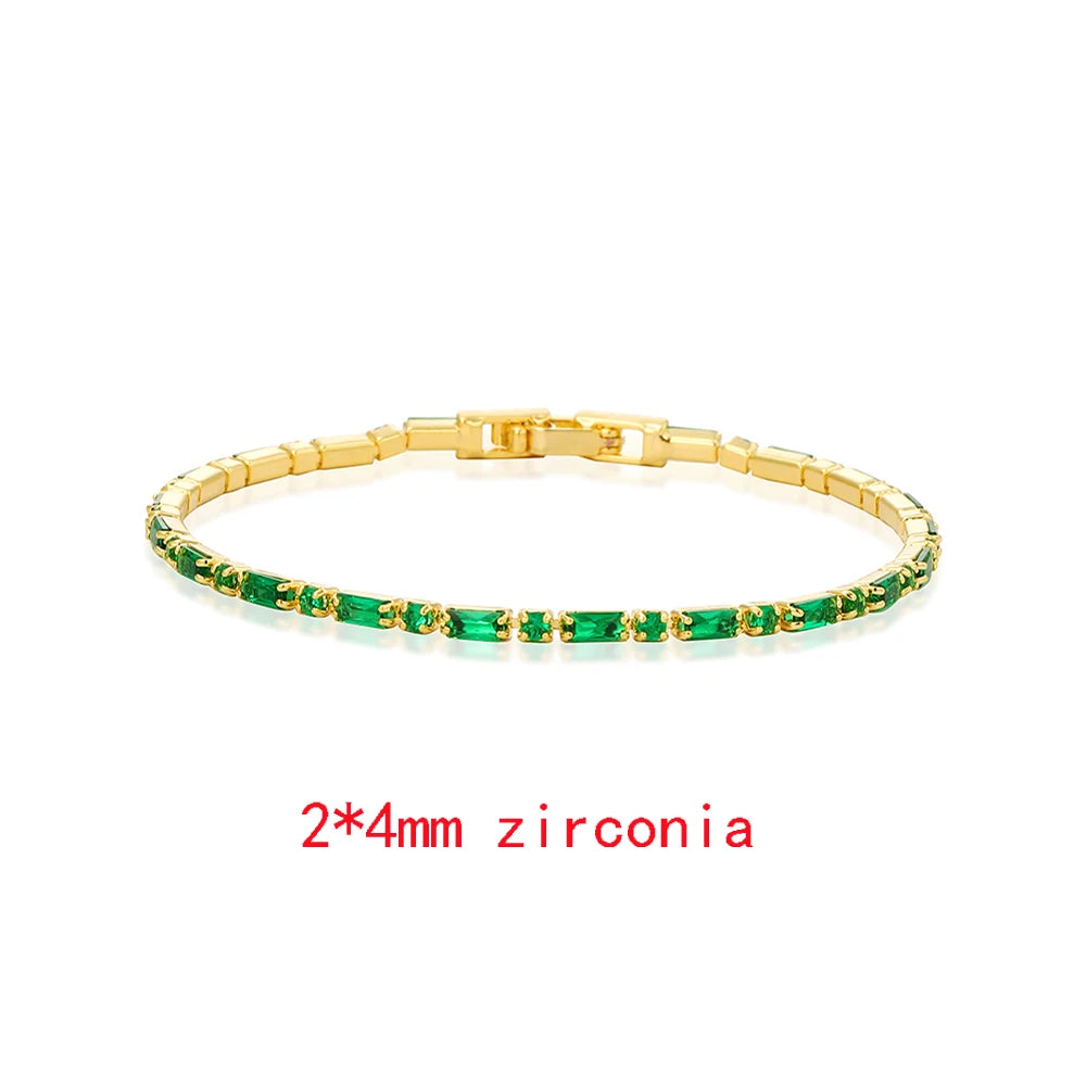 Mix Style Green Micro-inlaid Zircon Tennis Bracelet for Women 2025 New Men Bracelet Homme Jewelry Accessories Wholesale