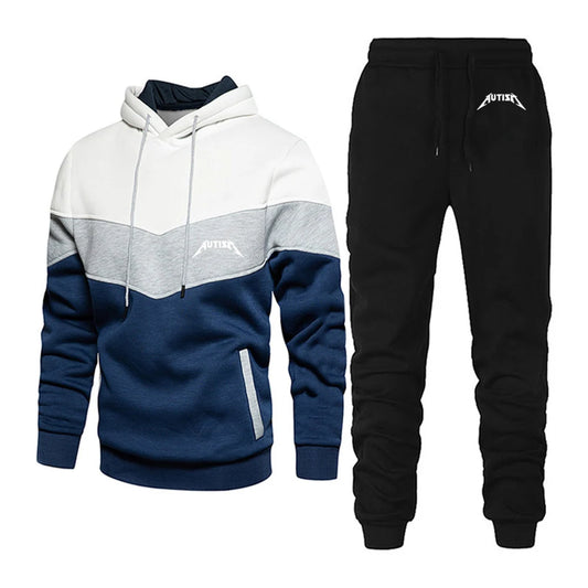 Spring Autumn Men's High Quality Long Sleeve Hooded + Leisure Pants
