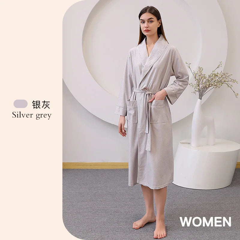 Hotel Couple Bathrobe Long Sleeved Robe Kimono Sleepwear Pajama Large Size