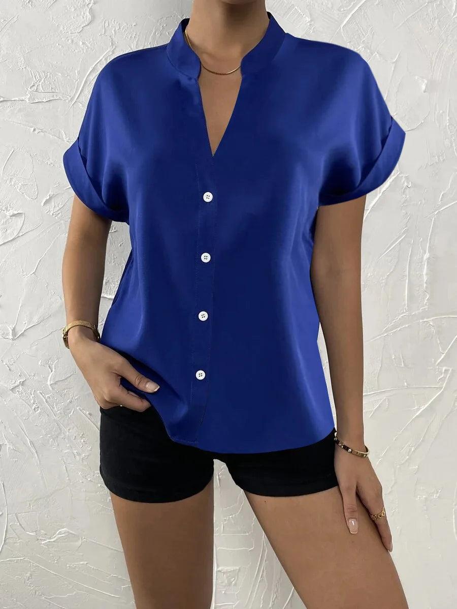 Elegant Summer V-neck Women's Shirt