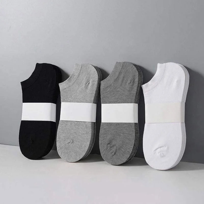 10/5pcs Pairs Low Cut Ankle Breathable Men/Women Socks Solid Color Black White Grey