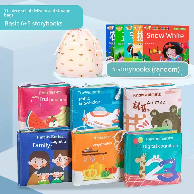 Baby Cloth Book Early Education Baby Tear-Proof Biteable Three-Dimensional Shredded Book 6 Months Cognitive Puzzle Sound Toy