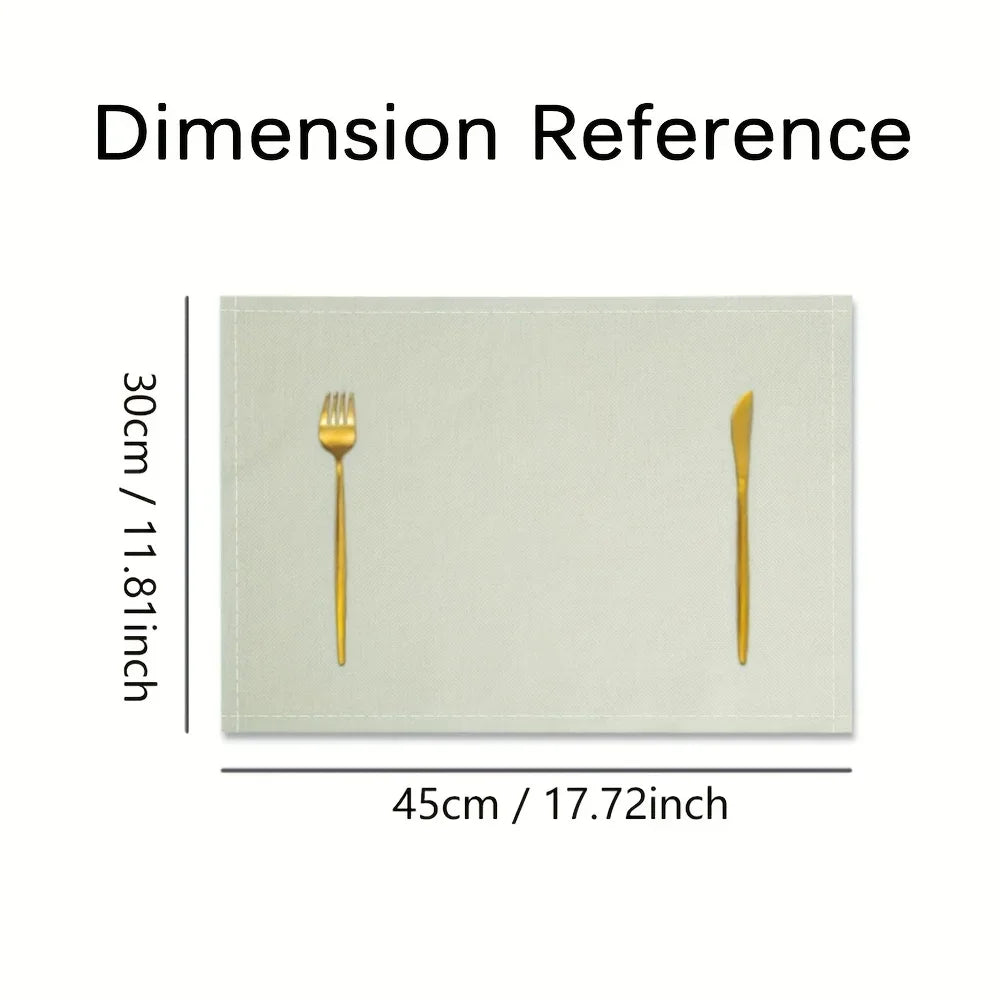 4/6/8/10Pcs Christmas Tree Printed Placemats, Washable Kitchen Table Mats, Christmas Decorative Placemats