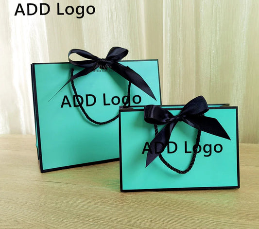 10 Pcs Custom Logo Gift Bag Packaging Box For Small Businesses Valentines Day Paper Bag Favors Boxes Wedding Birthday Flower