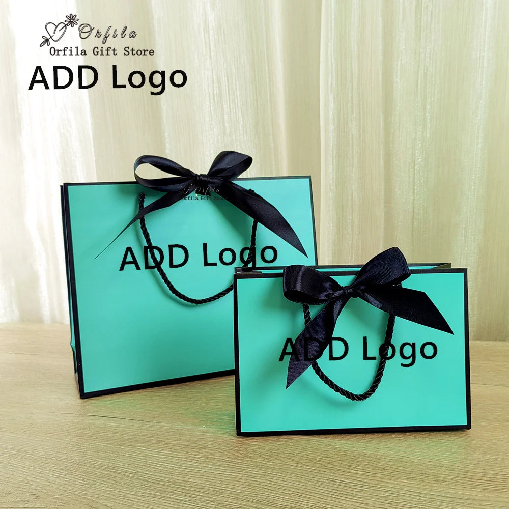 10 Pcs Custom Logo Gift Bag Packaging Box For Small Businesses Valentines Day Paper Bag Favors Boxes Wedding Birthday Flower
