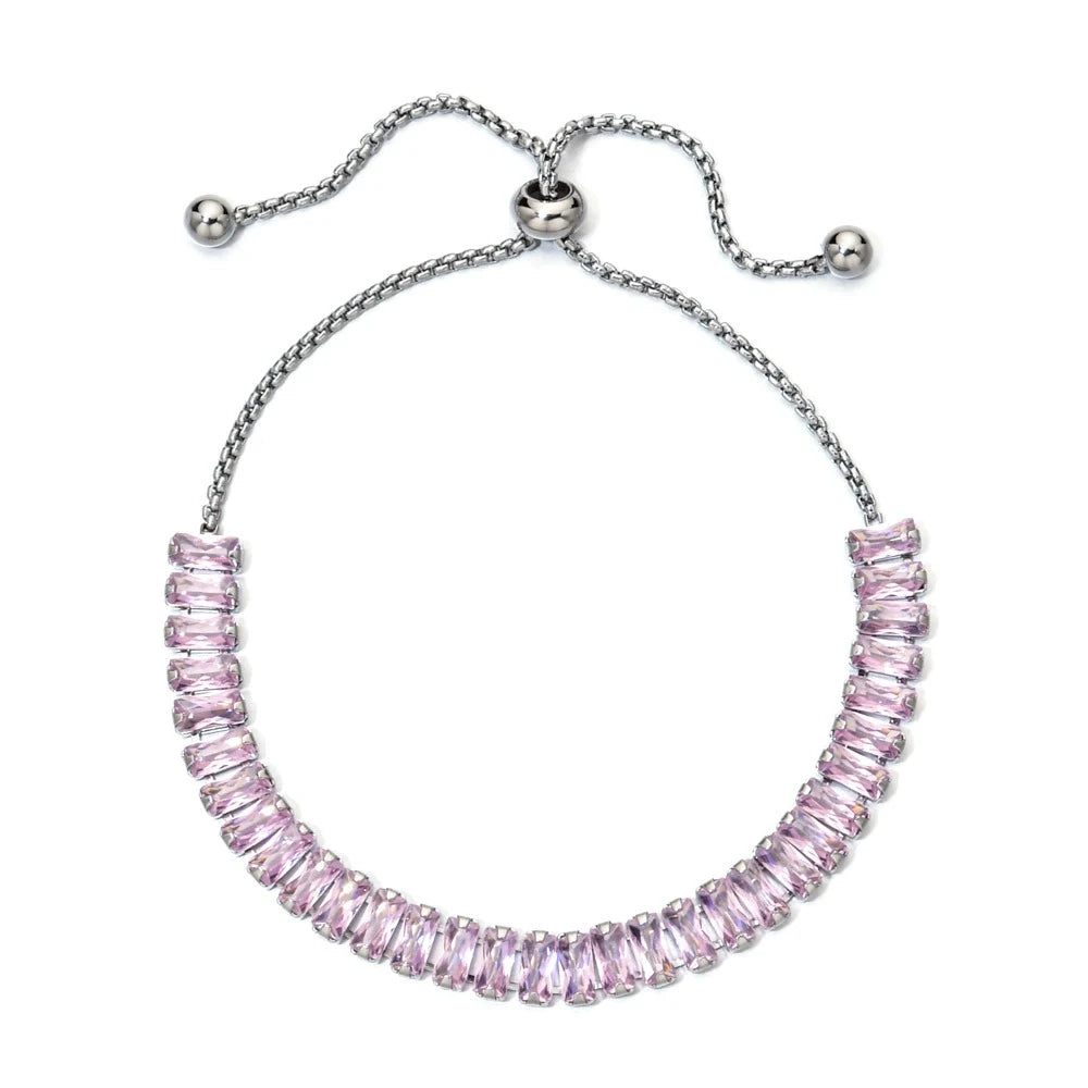 Women's Adjustable CZ Bracelet - Sparkling Zirconia Chain, Shines on Hypoallergenic Stainless Steel, Dazzling Everyday Jewelry