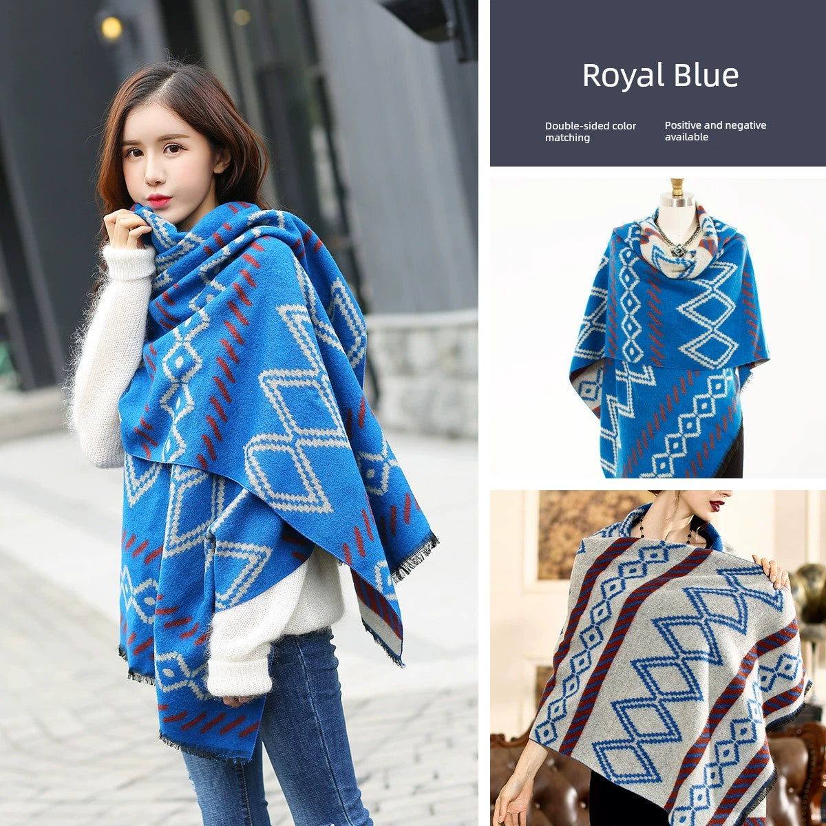 Women's Extra Large Scarf Long Double-Sided all season