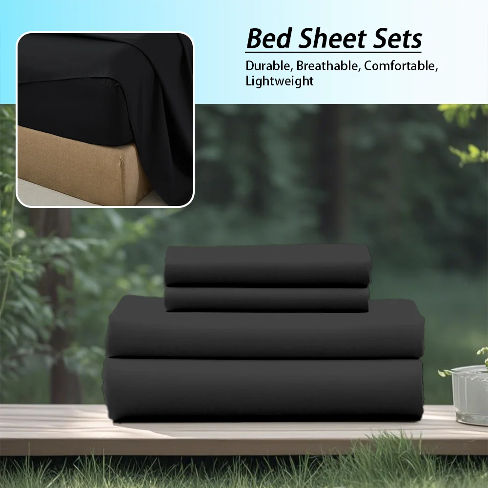 3/4Pcs Soft all seasons bedding set,1 fitted sheet, 1 flat sheet, 1/ 2 pillowcases