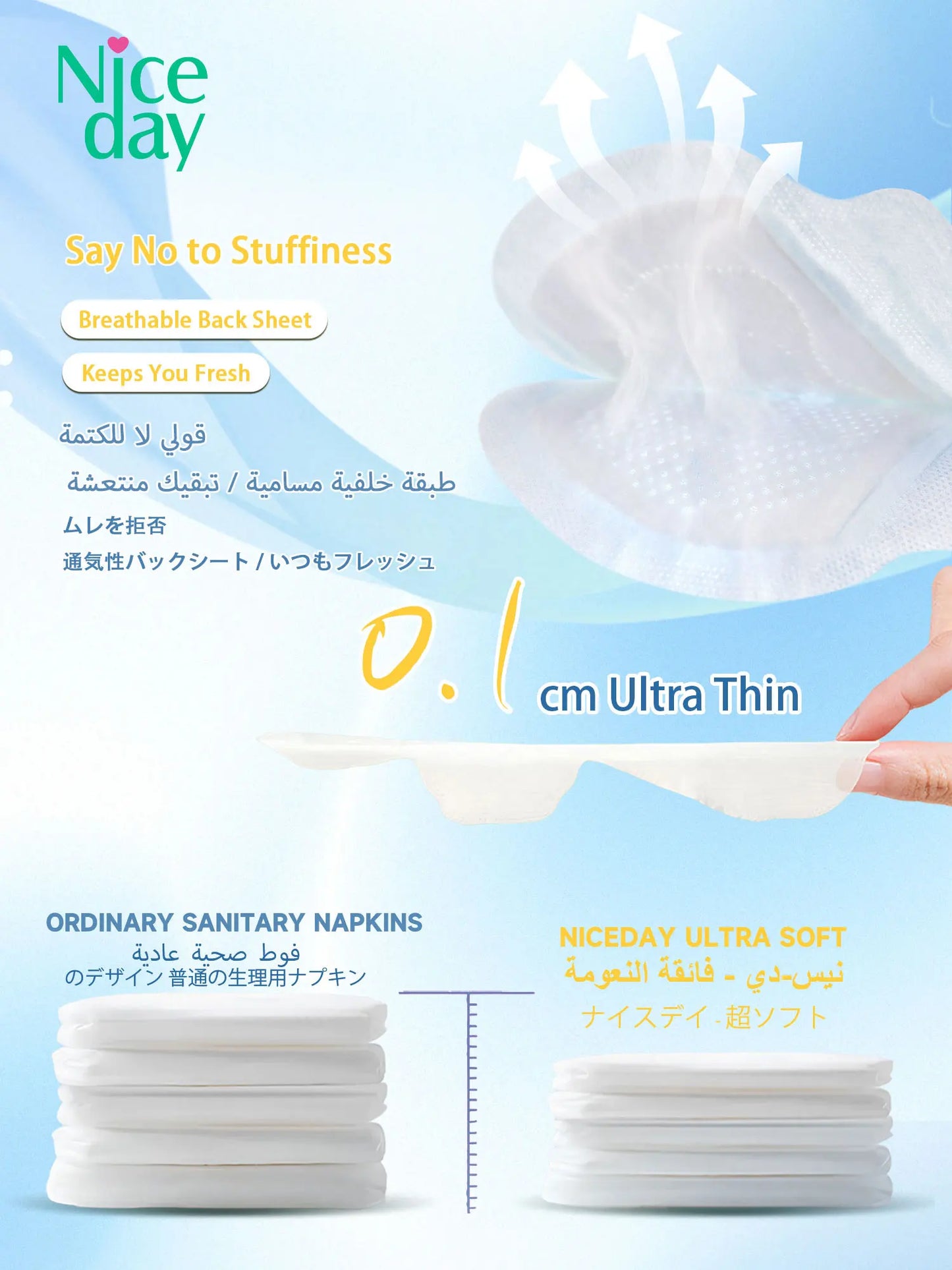 Niceday Super Soft Sanitary Napkins, Daily Pads, Night Pads, Ultra-Thin Menstrual Care Pads