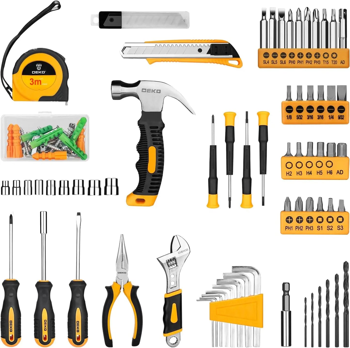 126 Piece Power Tool Combo Kits with 8V Cordless Drill, 10MM 3/8'' Keyless Chuck, Professional Household Home Tool Kit Set