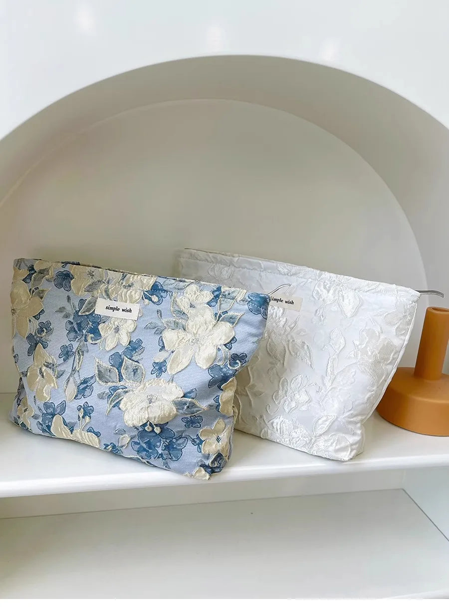Fashion Floral Print Zipper Cosmetic Bag Travel Essentials Organizer Makeup Toiletry Pouch Portable Women's Makeup Bag