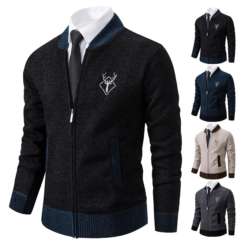 Men's winter warm padded knitted cardigan sweater