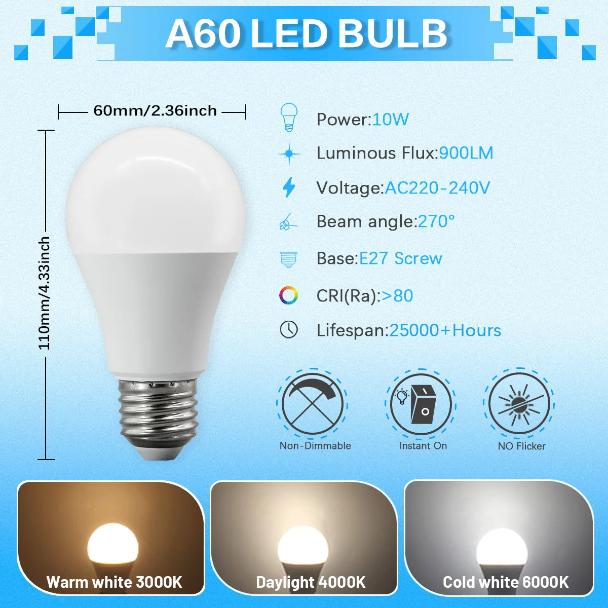 50PCS E27 LED Bulb Lamps 3W 8W 9W 12W 15W 18W 24W AC 220V 240V Cool Lighting Lampada Light Bulbs Foyer Home Indoor LED Bombilla