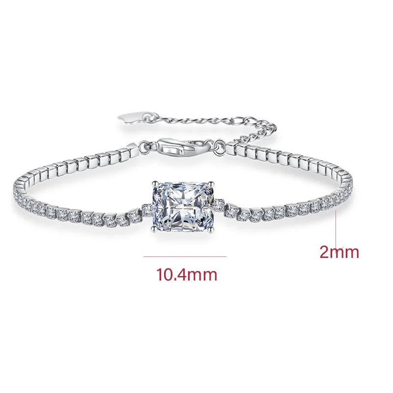 Moissanite Tennis Bracelets for Women Luxury Wedding Engagement Jewelry 925 Sterling Silver Bangles Plated 18K white gold