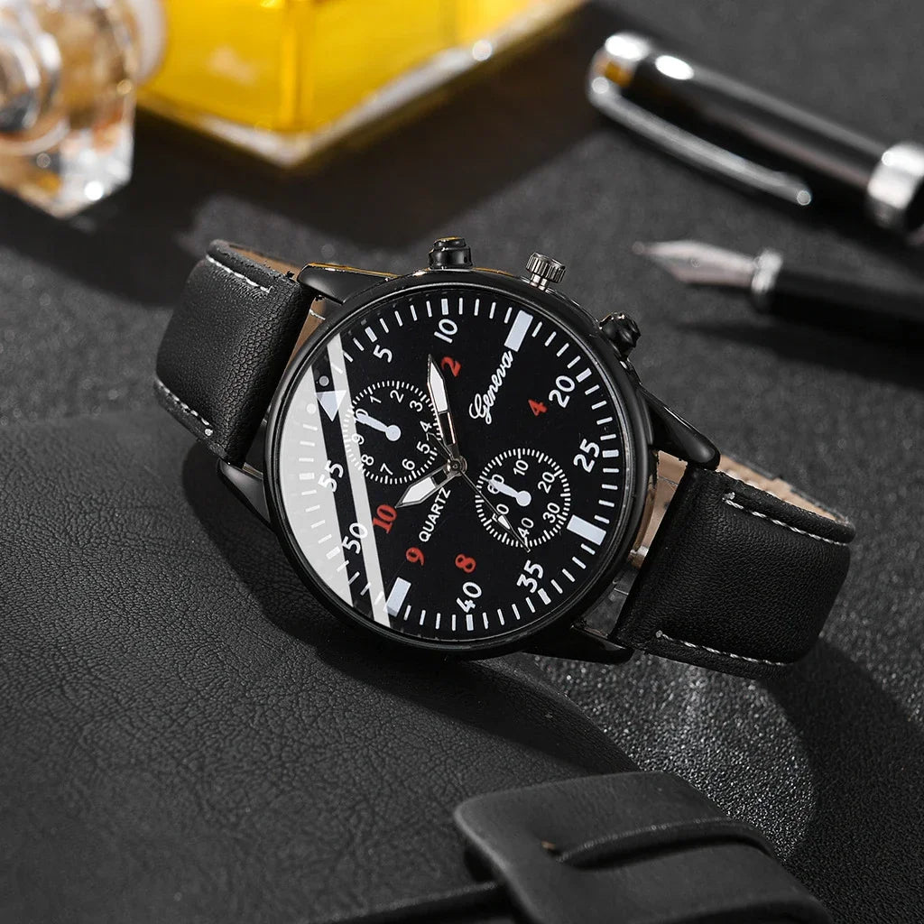 Men's Quartz Watch Gift Set – Casual Watch with Sunglasses & Wallet