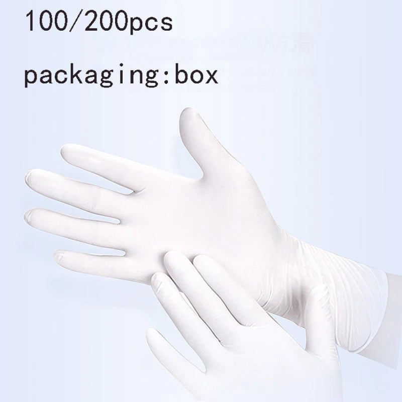S/M/L/XL White Disposable Nitrile Gloves Latex Free Powder Free Waterproof Wear Resistant Gloves for  Dishwashing Gardeni