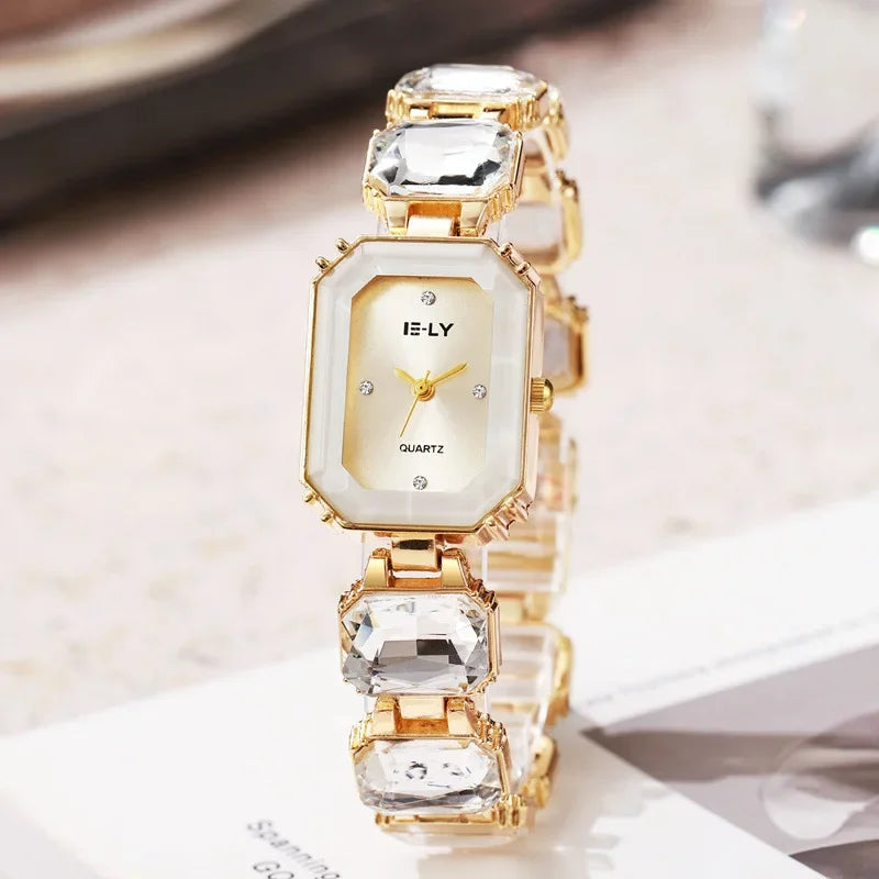 Women Watch Big Diamond Bracelet Strap Quartz