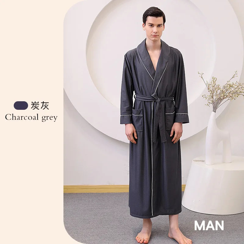 Hotel Couple Bathrobe Long Sleeved Robe Kimono Sleepwear Pajama Large Size