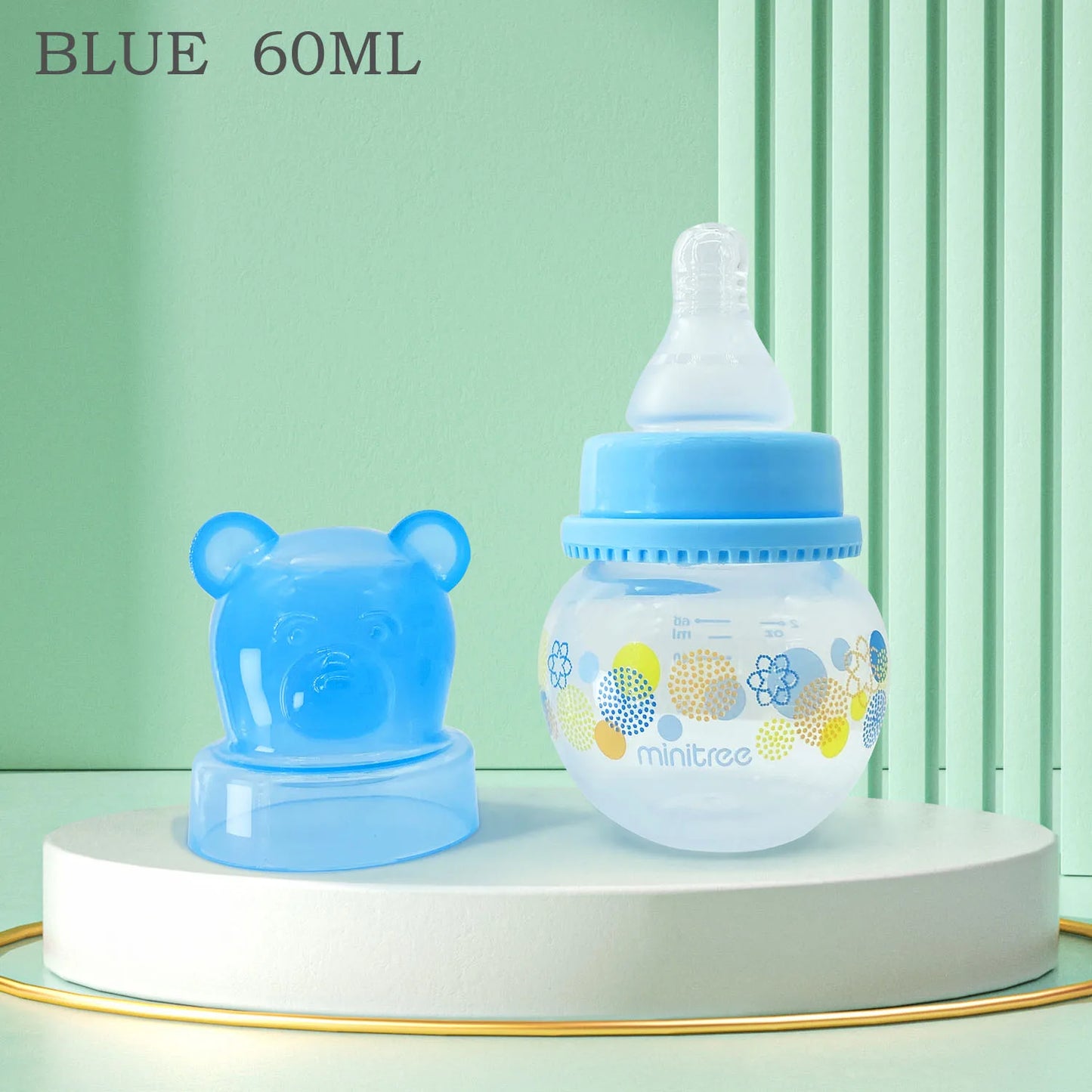 0-6 months newborn baby mini bottle, 60ml creative small windmill, fall-proof and anti-colic PP bottle, BPA-free