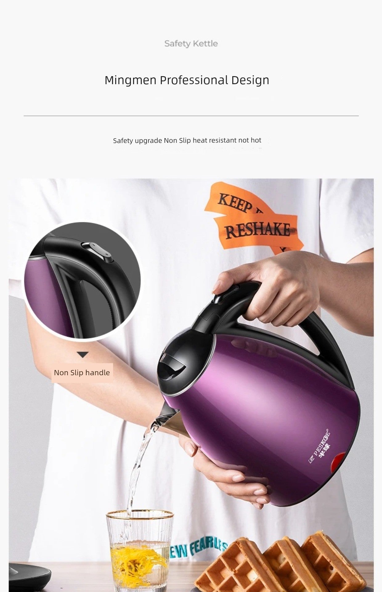 Positive Hemisphere 2L Electric Kettle Oven Mitts 304 Stainless Steel Automatic Power off and Food Grade