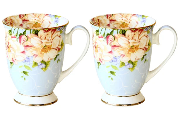 300ML, bone china ceramic coffee mug, tazas cafe floral painting, present creative ceramic tea cup, vintage tea ceremony