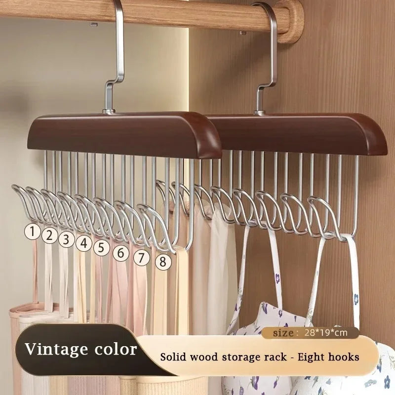 Multi-functional Belt Hanger Clothes Organizer Multifunctional Wooden Underwear Vest Storage Home Dorm Wave Hanger Drying Rack