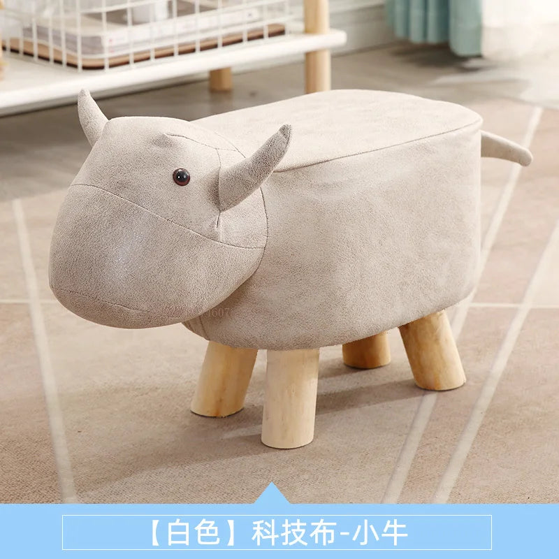Real Wood Low Stools Creative Animal Elephant Cartoon Family Change Shoe taburete Small Stool ottomans Lovely pouf