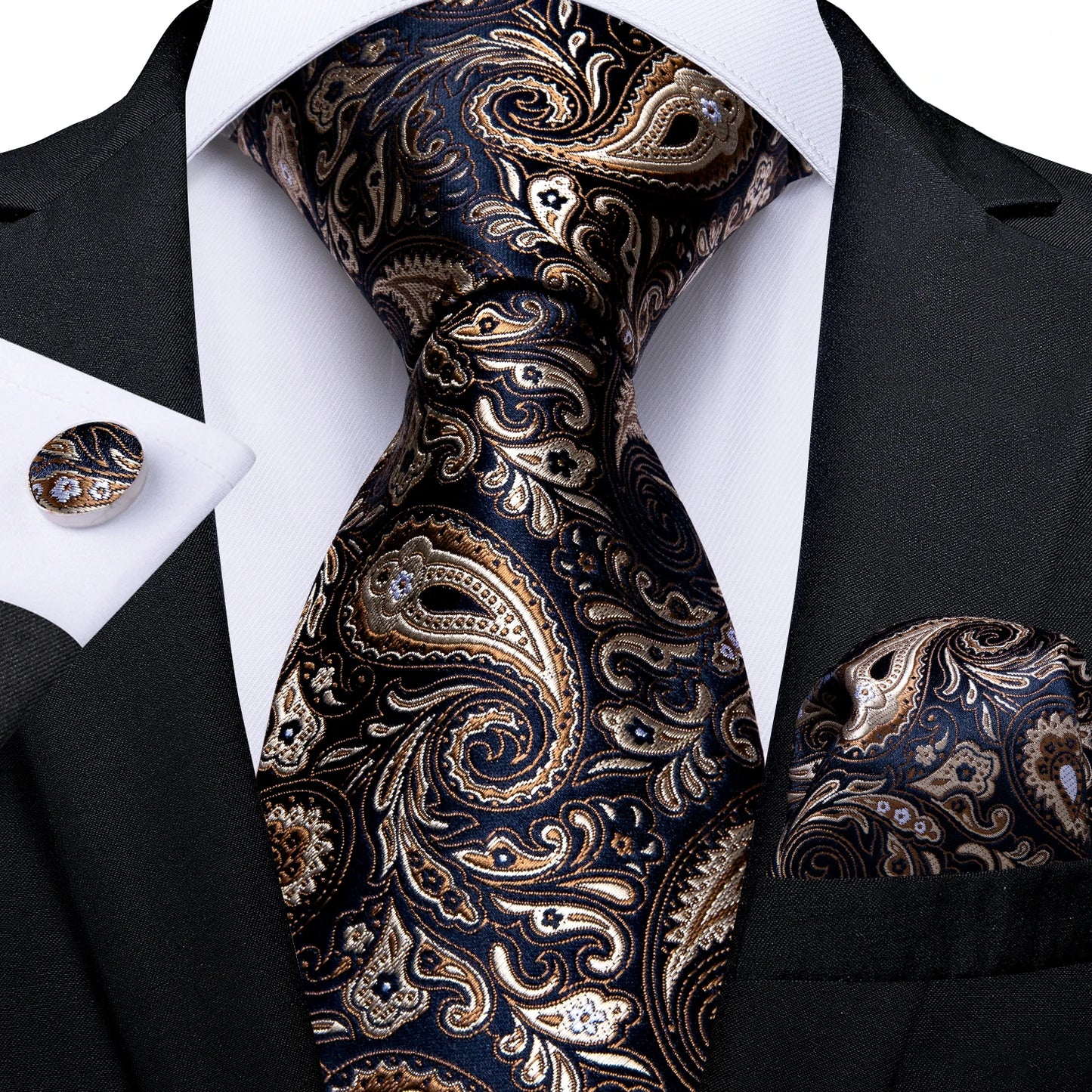 New Classic 100% Silk Men's Ties 8cm Blue Plaid Dot Striped Business Necktie Handkerchief Wedding Party Tie Set