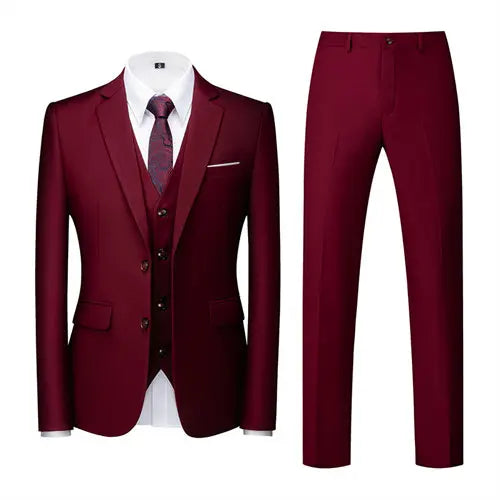 Men's 3 Piece Suit, Jacket Vest Trousers, Slim Fit Blazer Waistcoat Pants