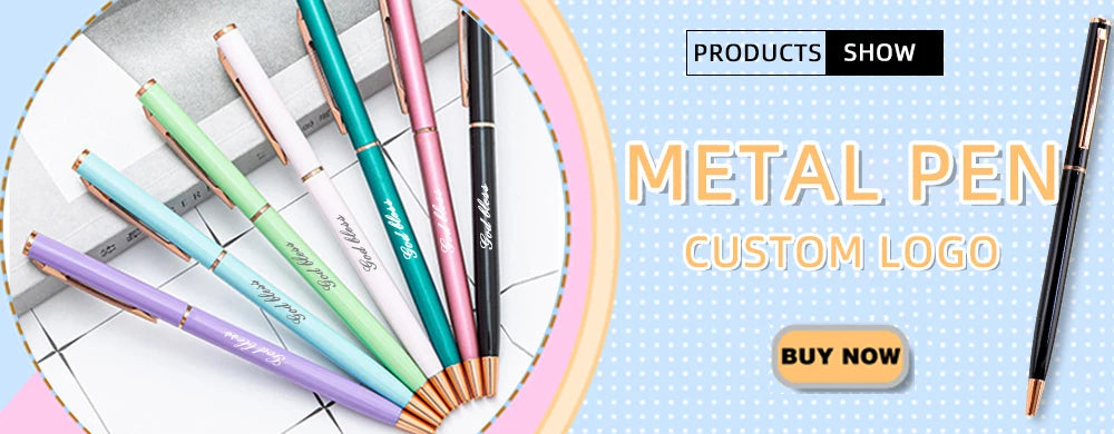20Pcs Customized Logo Rose Gold Metal Ballpoint Pens Personalized Engraved Name Advertising Gifts Business Stationery Wholesale