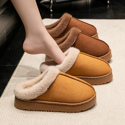Women Fluffy Slippers for Autumn Winter Indoor EVA Thick Sole Anti-Slip Warm Unisex House Shoes