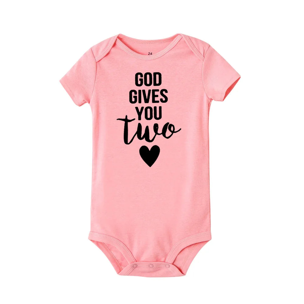 Twins Summer Newborn Baby Bodysuit Short Sleeve Unisex Boy Girls Jumpsuit