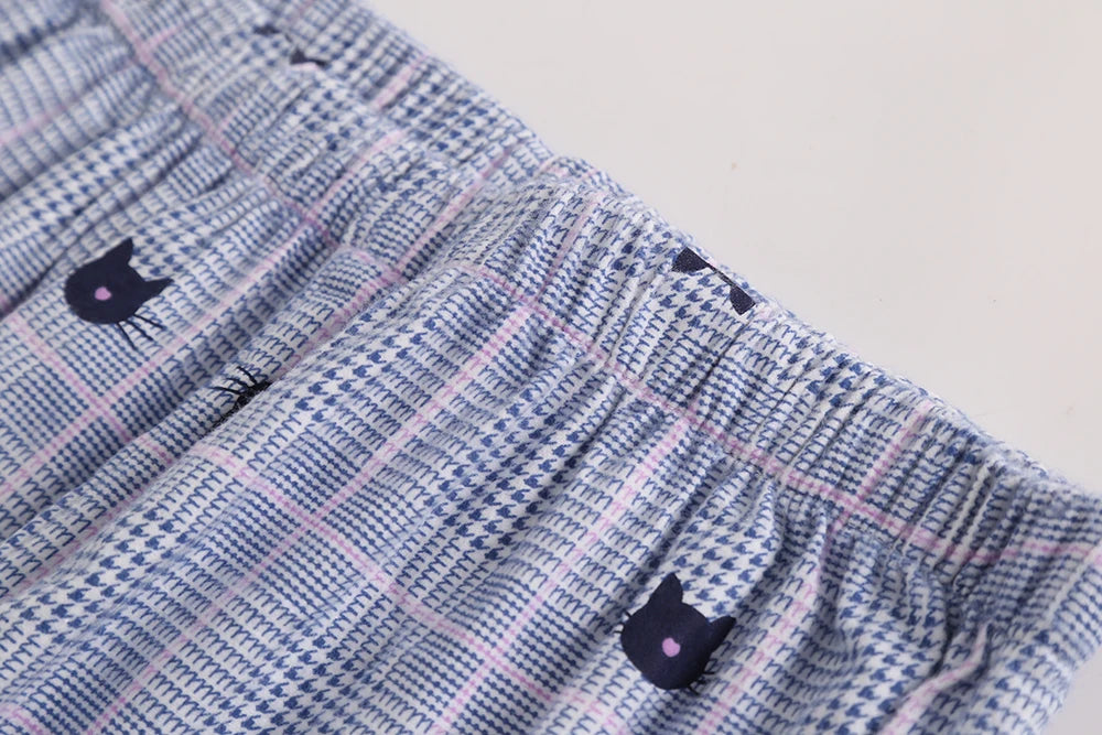 Plaid Design Multi Colors Warm Cotton Flannel Long-sleeved Trousers Pajamas Set for Men