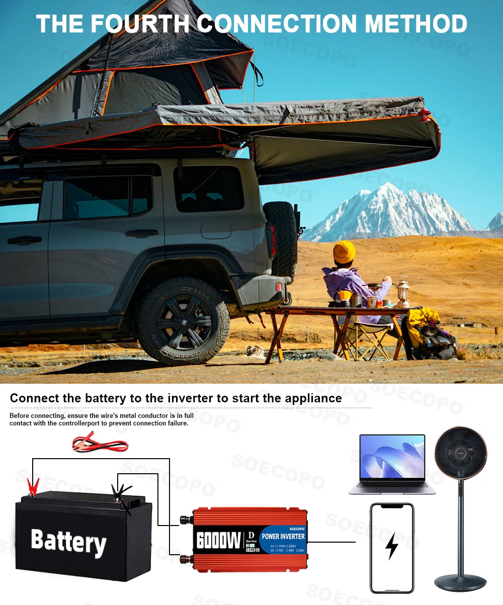 SOECOPO 6000W System Complete Kit 500W Panel Solar DC 12V to AC 110V/220V Inverter 100A Controller Off-Grid for Home Camping
