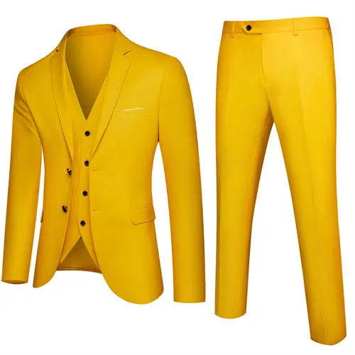 Men's 3 Piece Suit, Jacket Vest Trousers, Slim Fit Blazer Waistcoat Pants