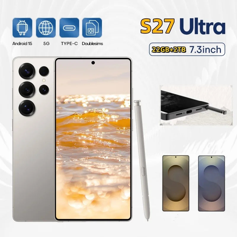 2025 Original Pad S27 ultra Smart Phone 7.3 inch HD 4K Android 15 22GB+2TB 8000mAh Battery 4G 5G Dual Sim Card WiFi GPS Google Tab